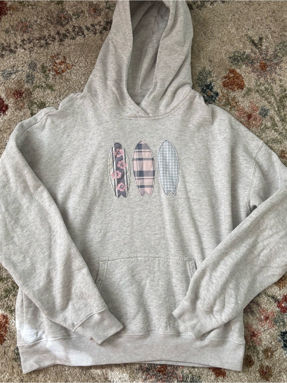 Women’s Hollister Light Gray Hoodie with Surfboard Design
